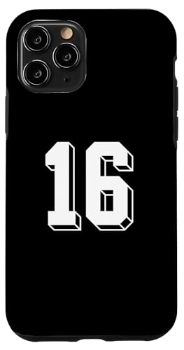 Hülle für iPhone 11 Pro Nummer 16 Rückseite – Retro 80er 90er Jahre Team Trikot nummeriert von Retro Back Numbers Soccer Birthday Apparel Gifts