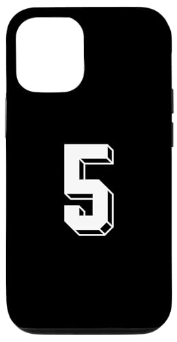 Hülle für iPhone 12/12 Pro Nummer 5 Rückseite – Retro 80er 90er Jahre Team Trikot nummeriert von Retro Back Numbers Soccer Birthday Apparel Gifts