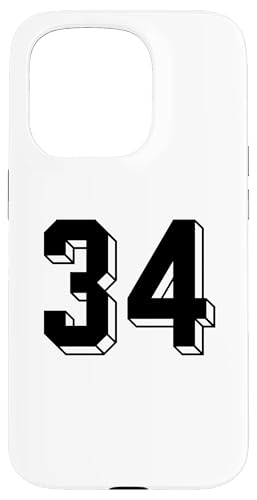 Hülle für iPhone 15 Pro Nummer 34 Rückseite – Retro 80er 90er Jahre Team Trikot nummeriert von Retro Back Numbers Soccer Birthday Apparel Gifts