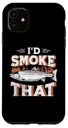 Hülle für iPhone 11 I'd Smoke That Funny BBQ Fish Retro Grillen Dad Fishing von Retro Barbecue Meat and Fishing Design for Dad