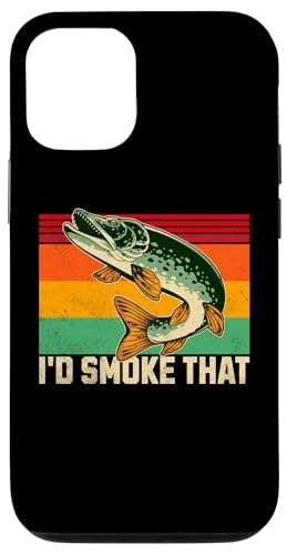 Hülle für iPhone 14 Pro I'd Smoke That Funny BBQ Fish Retro Grillen Dad Fishing von Retro Barbecue Meat and Fishing Design for Dad