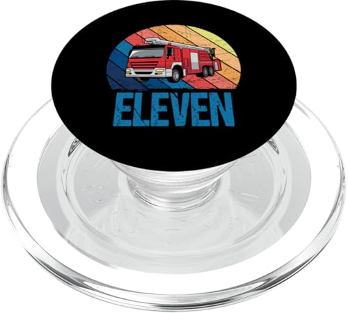 11 Jahre altes Shirt 11. Geburtstag Junge Feuerwehrmann Feuerwehrauto PopSockets PopGrip für MagSafe von Retro Birthday Boy Firefighter Fire Truck Fireman