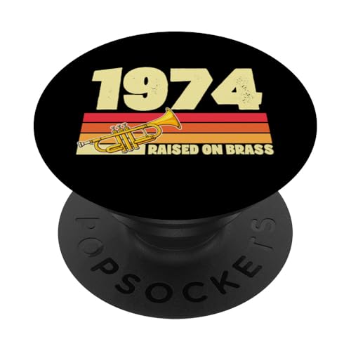 Auf Messing seit 1974 Trompeten-Themen-Geburtstagsparty PopSockets Klebender PopGrip von Retro Birthday Party Supplies for Trumpet Players