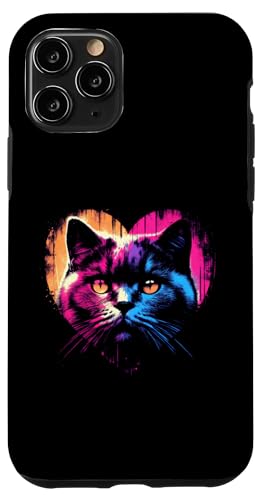 Hülle für iPhone 11 Pro Britische Kurzhaar-Katzenherz – Vintage-Katzenliebhaber von Retro Cat Apparel Gifts