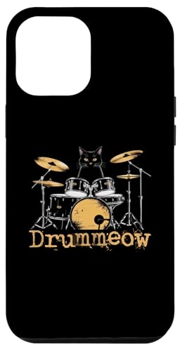 Hülle für iPhone 12 Pro Max Drummeow - Lustiges Wortspiel Dum Set Drummer Cat Lover von Retro Cat Apparel Gifts