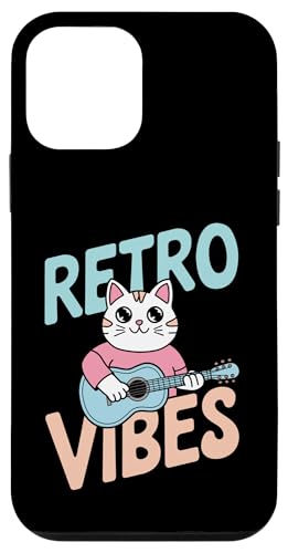 Hülle für iPhone 12 mini Retro Vibes - Cute Cat im Vintage-Stil, Gitarrist, Musikliebhaber von Retro Cat Apparel Gifts