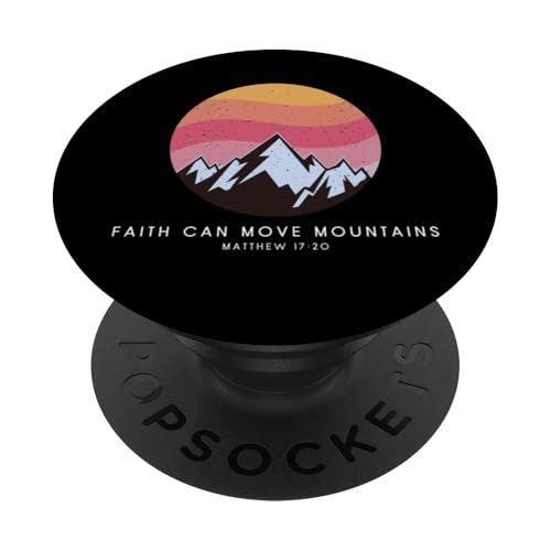 Faith Can Move Mountains Matthäus 17:20 - Christliche Bibel PopSockets Klebender PopGrip von Retro Christian Apparel Gifts