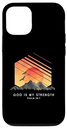 Hülle für iPhone 15 Pro God Is My Strength Psalm 28:7 - Religiöser Bibelvers von Retro Christian Apparel Gifts