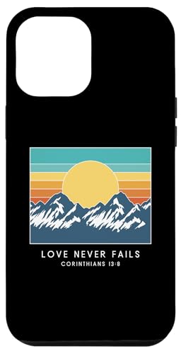 Hülle für iPhone 15 Pro Max Love Never Fails Corinthians 13:8 – Vintage-Bibelvers von Retro Christian Apparel Gifts