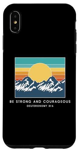 Hülle für iPhone XS Max Sei stark und mutig Deuteronomium 31:6 - Vintage Bible von Retro Christian Apparel Gifts