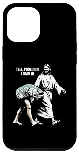Hülle für iPhone 14 Plus Jesus Walking With Fish – Lustiger christlicher religiöser Poseidon von Retro Christian Apparel Jesus Merch Gifts