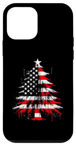 Hülle für iPhone 12 mini Amerikanische Flagge für Weihnachtsbaum, patriotische USA, Weihnachtsliebhaber von Retro Christmas Apparel Gifts