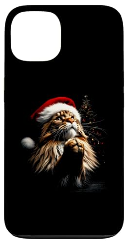 Hülle für iPhone 13 Maine Coon Weihnachtsmütze mit Katzenmotiv, Vintage-Katze, Weihnachtsliebhaberin von Retro Christmas Apparel Gifts