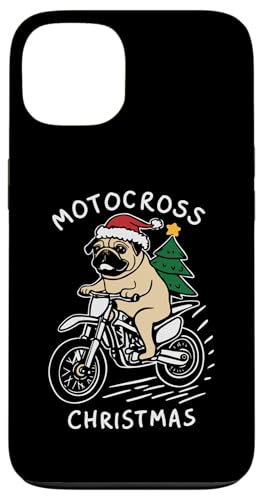 Hülle für iPhone 13 Motocross Weihnachten – lustiger süßer Mops-Weihnachtsliebhaber von Retro Christmas Apparel Gifts