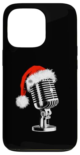 Hülle für iPhone 13 Pro Weihnachtsmütze mit Mikrofon – Vintage-Karaoke-Weihnachtsmann von Retro Christmas Apparel Gifts