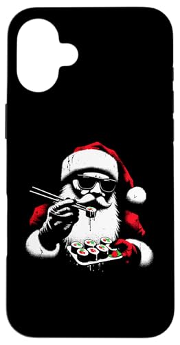 Hülle für iPhone 16 Plus Weihnachtsmann isst Sushi – Vintage Sushi Xmas Lover von Retro Christmas Apparel Gifts