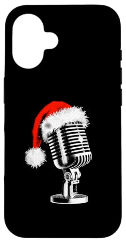 Hülle für iPhone 16 Weihnachtsmütze mit Mikrofon – Vintage-Karaoke-Weihnachtsmann von Retro Christmas Apparel Gifts