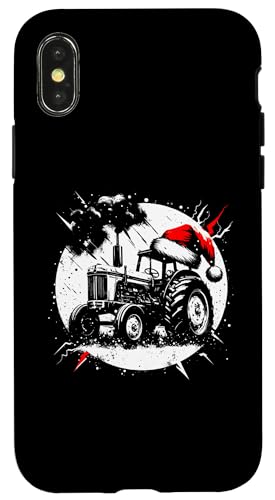 Hülle für iPhone X/XS Traktor Weihnachtsmannmütze – Vintage Farmer Xmas Christmas Lover von Retro Christmas Apparel Gifts