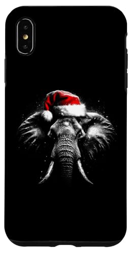 Hülle für iPhone XS Max Weihnachtsmütze mit Elefantenmotiv, lustiger Elefant von Retro Christmas Apparel Gifts