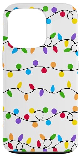 Hülle für iPhone 13 Pro Vingate Weihnachtsbeleuchtung Muster Bunte Dekoration von Retro Christmas Lights Pattern