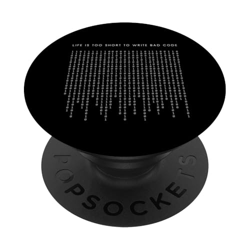 Life Too Short To Write Bad Code Lustiger Minimalistischer Programmierer PopSockets mit austauschbarem PopGrip von Retro Coding Programming Apparel Gifts