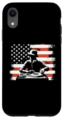 Hülle für iPhone XR DJ Amerikanische Flagge – Patriotische USA Deejay Plattenspieler-Liebhaber von Retro DJ Apparel Gifts