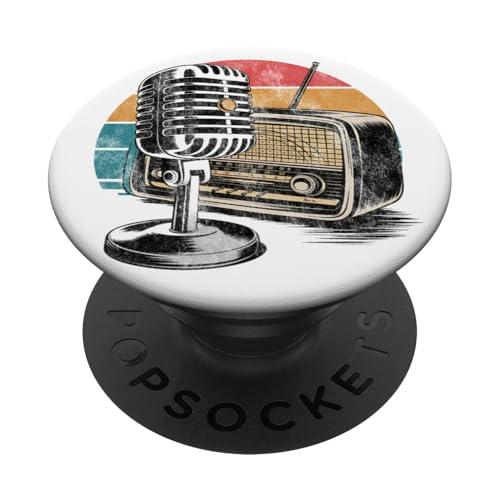 Oldschool Radio Microphone Music Singer Speaker PopSockets Klebender PopGrip von Retro Deejay Lover