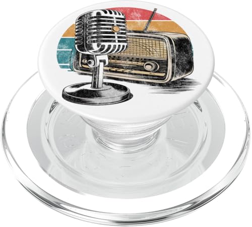 Oldschool Radio Microphone Music Singer Speaker PopSockets PopGrip für MagSafe von Retro Deejay Lover