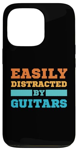 Hülle für iPhone 13 Pro Leicht abgelenkt von Gitarren, lustiger Gitarren-Musikliebhaber von Retro Easily Distracted By Apparel Gifts