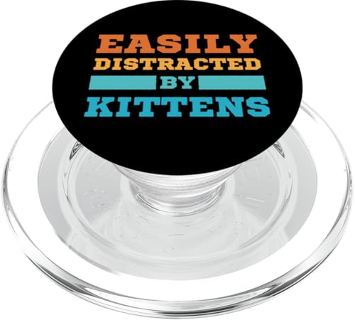 Lässt sich leicht von Kätzchen ablenken, lustiger Katzenliebhaber PopSockets PopGrip für MagSafe von Retro Easily Distracted By Apparel Gifts