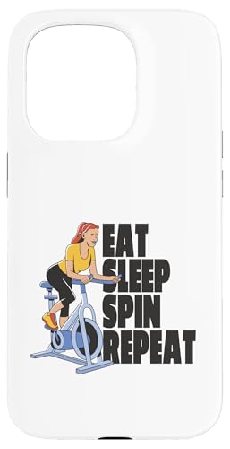 Eat Sleep Spin Repeat – Lustiger Spinning Gym Workout Lover Hülle für iPhone 15 Pro von Retro Eat Sleep Repeat Gifts