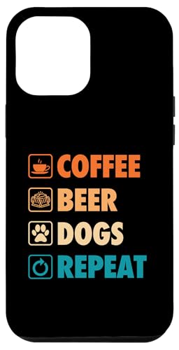 Hülle für iPhone 12 Pro Max Kaffee Bier Hunde wiederholen das Leben Einfache Basic Bier Icons von Retro Essential Hoppy Hour Beer Dad Taproom Merch