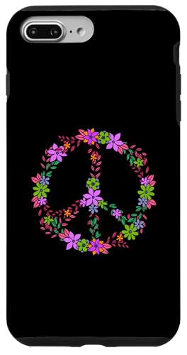 Hülle für iPhone 7 Plus/8 Plus Friedenssymbol Blumen Hippie Frieden Zeichen Bunt von Retro Frieden 60er 70er Hippie Vibes Kollektion