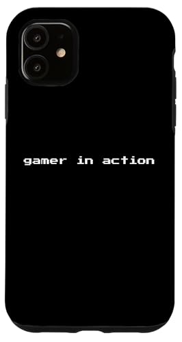 Hülle für iPhone 11 Gamer In Action – Lustiger minimalistischer Pixel-Videospiel-Liebhaber von Retro Gaming Apparel Gifts