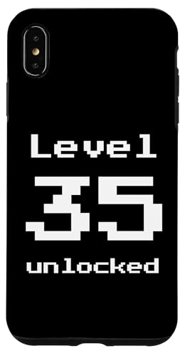 Hülle für iPhone XS Max Level 35 Unlocked - Lustiges Pixel-Videospiel zum 35. Geburtstag von Retro Gaming Birthday Apparel Gifts