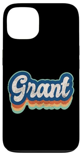 Hülle für iPhone 13 Grant Vorname Boy Vintage Style 70er 80er personalisiert von Retro Groovy Name Fathers Day outfit For Men