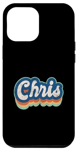 Hülle für iPhone 15 Plus Chris Vorname Boy Vintage Style 70er 80er Jahre Personalisiert von Retro Groovy Name Fathers Day outfit For Men