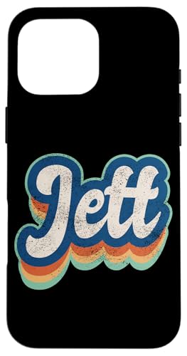 Hülle für iPhone 16 Pro Max Jett Vorname Junge Vintage Stil 70er 80er Jahre Personalisiert von Retro Groovy Name Fathers Day outfit For Men