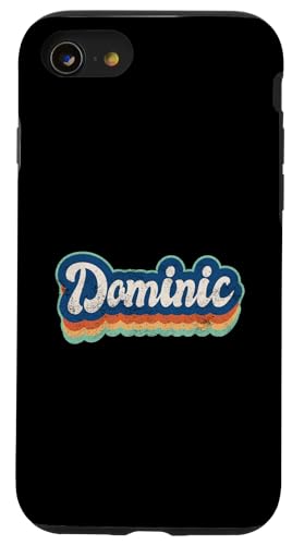 Hülle für iPhone SE (2020) / 7 / 8 Dominic Vorname Boy Vintage Style 70er 80er Jahre Personalisiert von Retro Groovy Name Fathers Day outfit For Men