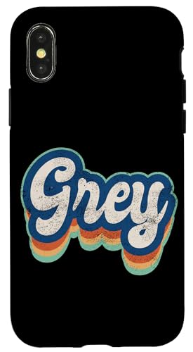 Hülle für iPhone X/XS Grauer Vorname Junge Vintage Stil 70er 80er Jahre Personalisiert von Retro Groovy Name Fathers Day outfit For Men