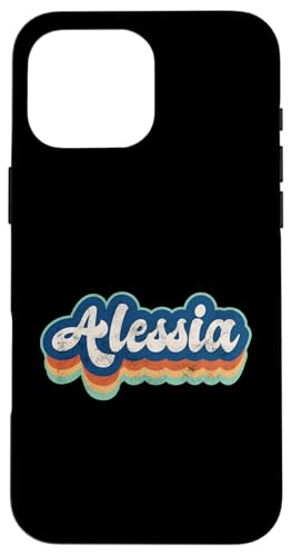 Alessia Vorname Mädchen Vintage Stil 70er 80er Jahre Personalisiert Hülle für iPhone 16 Pro Max von Retro Groovy Name Mothers Day outfit For Women