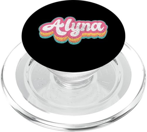 Alyna Vorname Mädchen Vintage 70er 80er Jahre Personalisiert PopSockets PopGrip für MagSafe von Retro Groovy Name Mothers Day outfit For Women