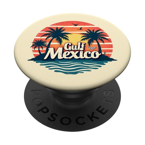 Golf von Mexiko Est 1550 Retro Vintage Strand Palme Sonnenuntergang PopSockets Klebender PopGrip von Retro Gulf of Mexico Sunset Beach Palm Trees Retro