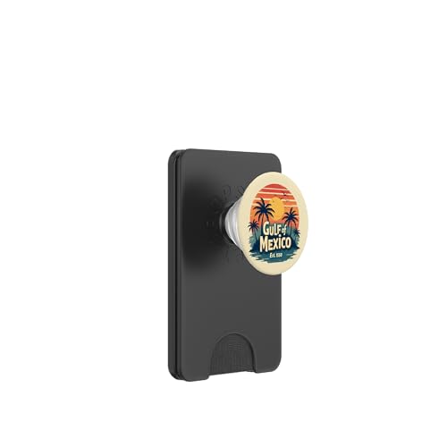 Golf von Mexiko Est 1550 Retro Vintage Strand Palme Sonnenuntergang PopSockets PopWallet für MagSafe von Retro Gulf of Mexico Sunset Beach Palm Trees Retro