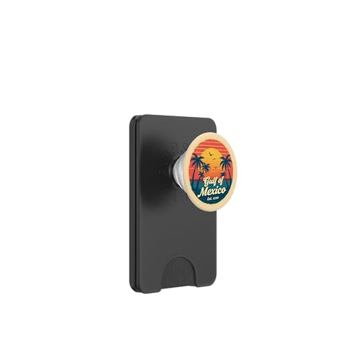 Golf von Mexiko Est 1550 Retro Vintage Strand Palme Sonnenuntergang PopSockets PopWallet für MagSafe von Retro Gulf of Mexico Sunset Beach Palm Trees Retro