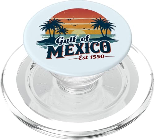 Golf von Mexiko Vintage Sonnenuntergang Strand Tropische Palme Retro PopSockets PopGrip für MagSafe von Retro Gulf of Mexico Sunset Beach Palm Trees Retro