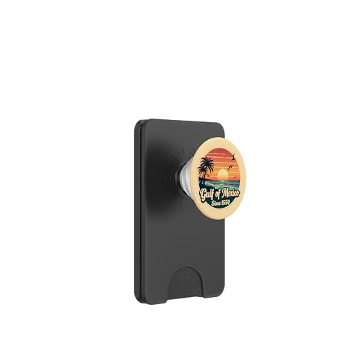 Golf von Mexiko seit 1550 Retro Vintage Beach PopSockets PopWallet für MagSafe von Retro Gulf of Mexico Sunset Beach Palm Trees Retro