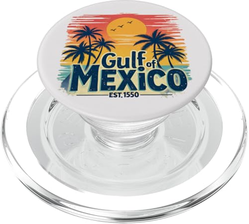 Vintage Golf von Mexiko Sonnenuntergang Strand Palmen Retro PopSockets PopGrip für MagSafe von Retro Gulf of Mexico Sunset Beach Palm Trees Retro