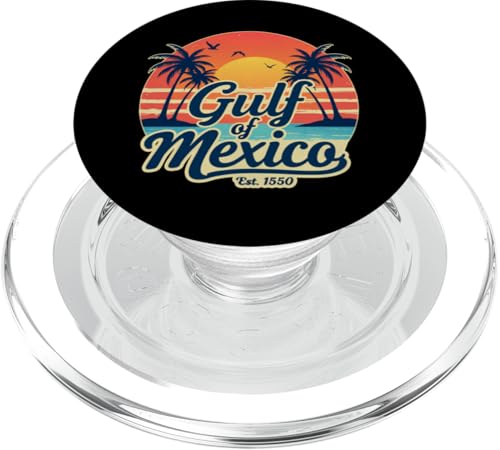 Vintage Golf von Mexiko Sonnenuntergang Strand Palmen Retro PopSockets PopGrip für MagSafe von Retro Gulf of Mexico Sunset Beach Palm Trees Retro