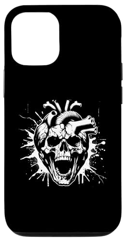 Hülle für iPhone 12/12 Pro Heart Skull - Gruseliges Grafikmonster, Halloween-Liebhaber von Retro Halloween Apparel Gifts